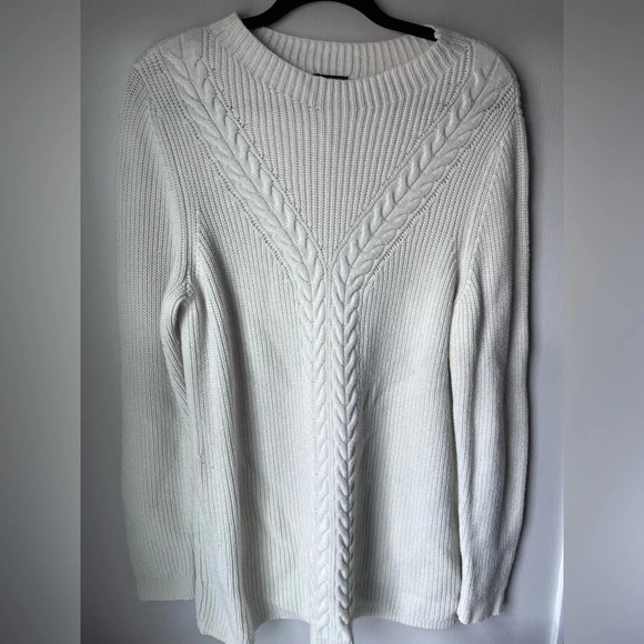 Talbots Sweater Women X Off White Cable Knit nylon Lambs Wool blend comfy cozy - Picture 1 of 7